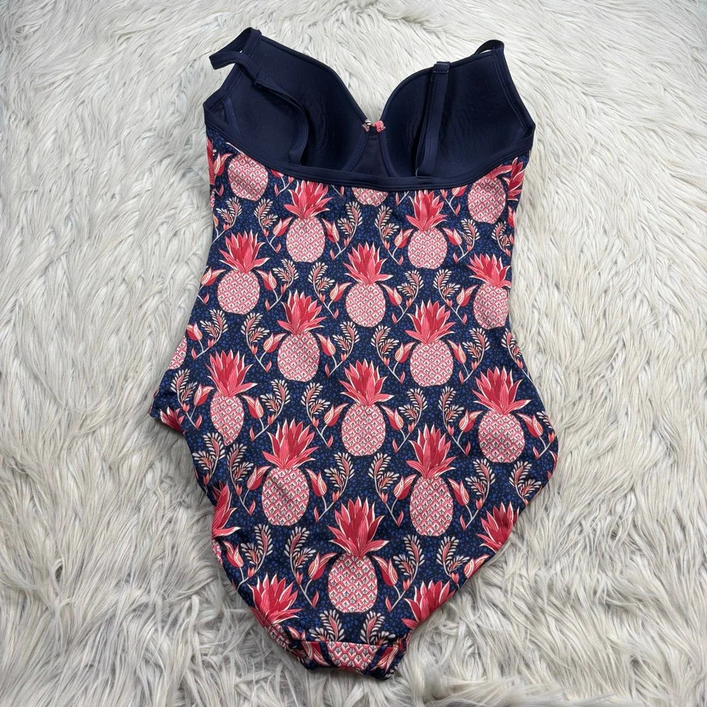 Boden Women's 34DD Navy Pink Pineapple Print One Piece Swimsuit Classic Resort